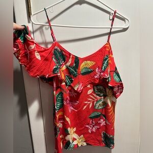 Floral cold shoulder tank top